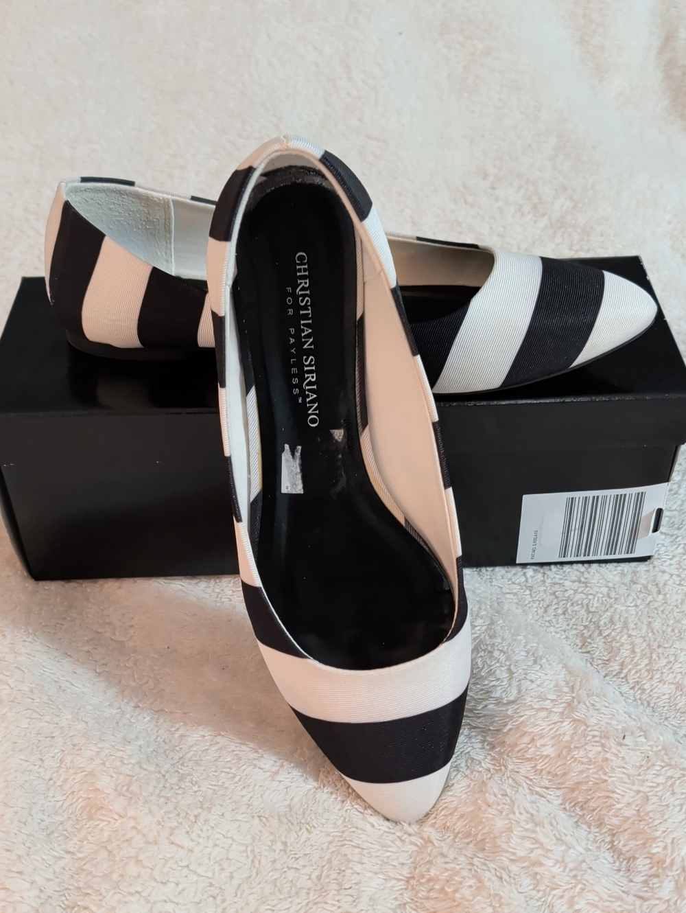 NIB Christian Siriano for Payless Gigi Striped Pointed Toe Flats - Size 7.5
